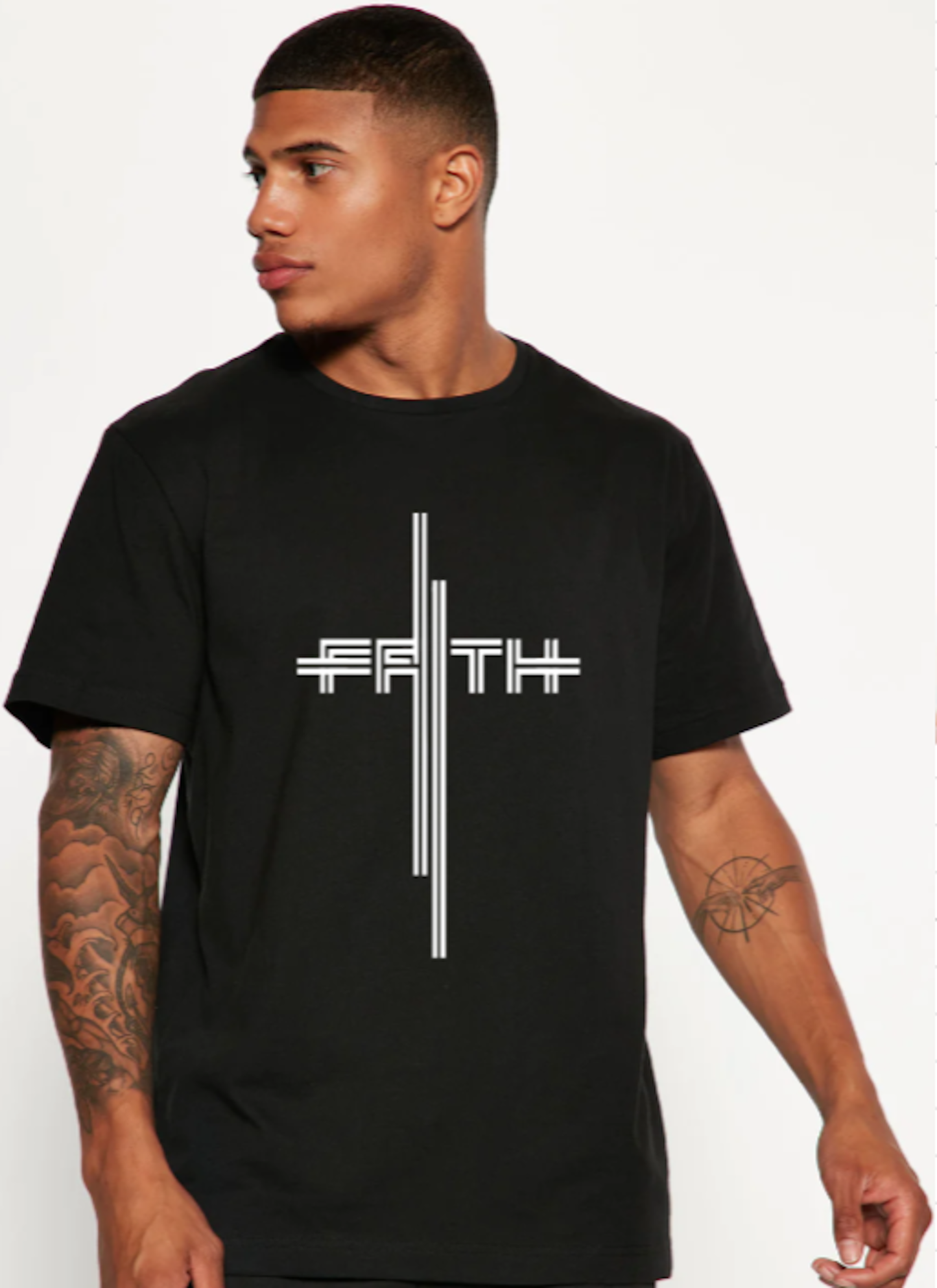 Men's Unisex FAITH CROSS Christian Religious Positive Inspirational Gift T-shirt by Believe