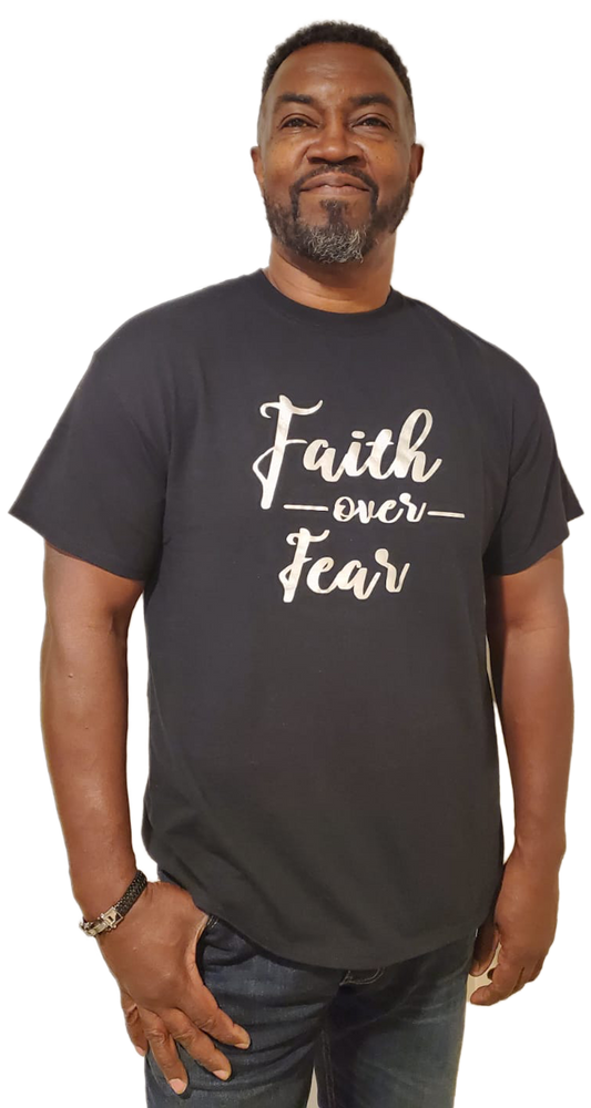 Men's Unisex FAITH OVER FEAR Christian Religious Positive Inspirational T-shirt by Believe