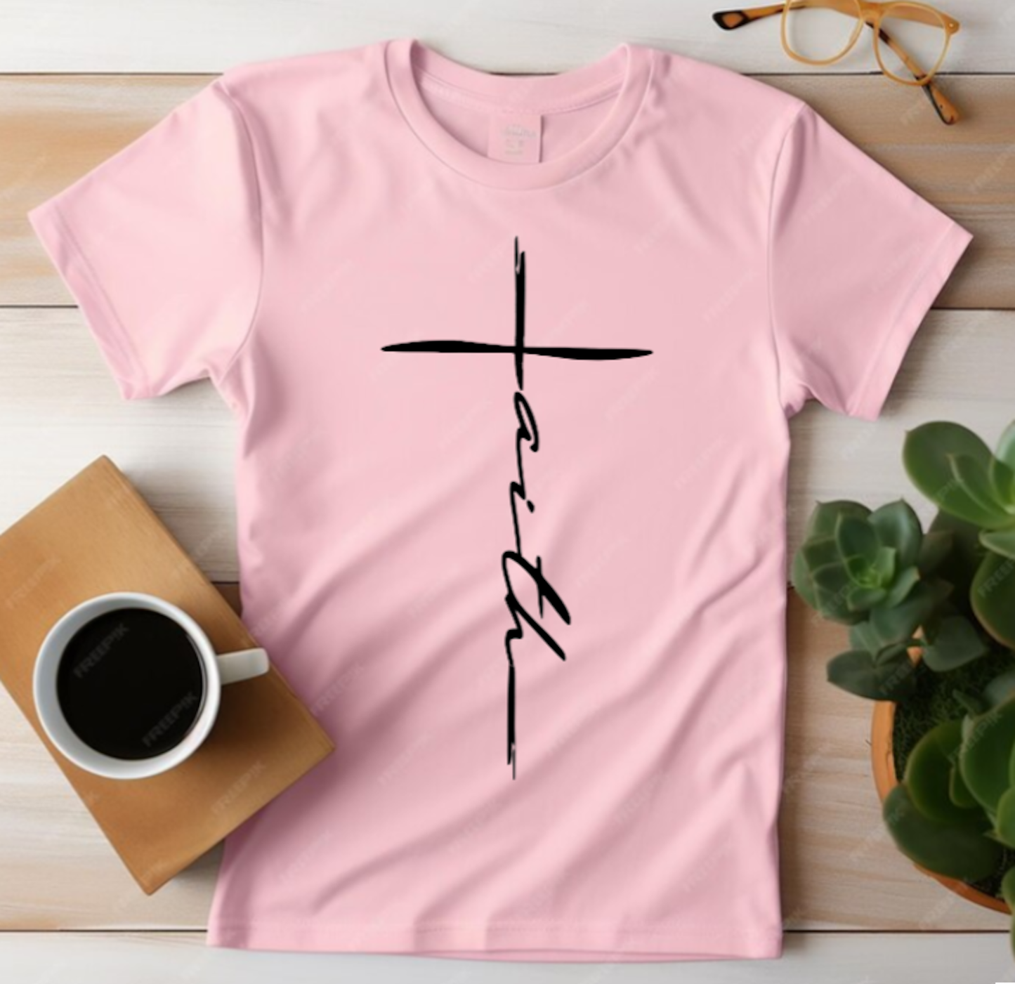 Men's Unisex FAITH Logo Christian Religious Positive Inspirational T-shirt by Believe