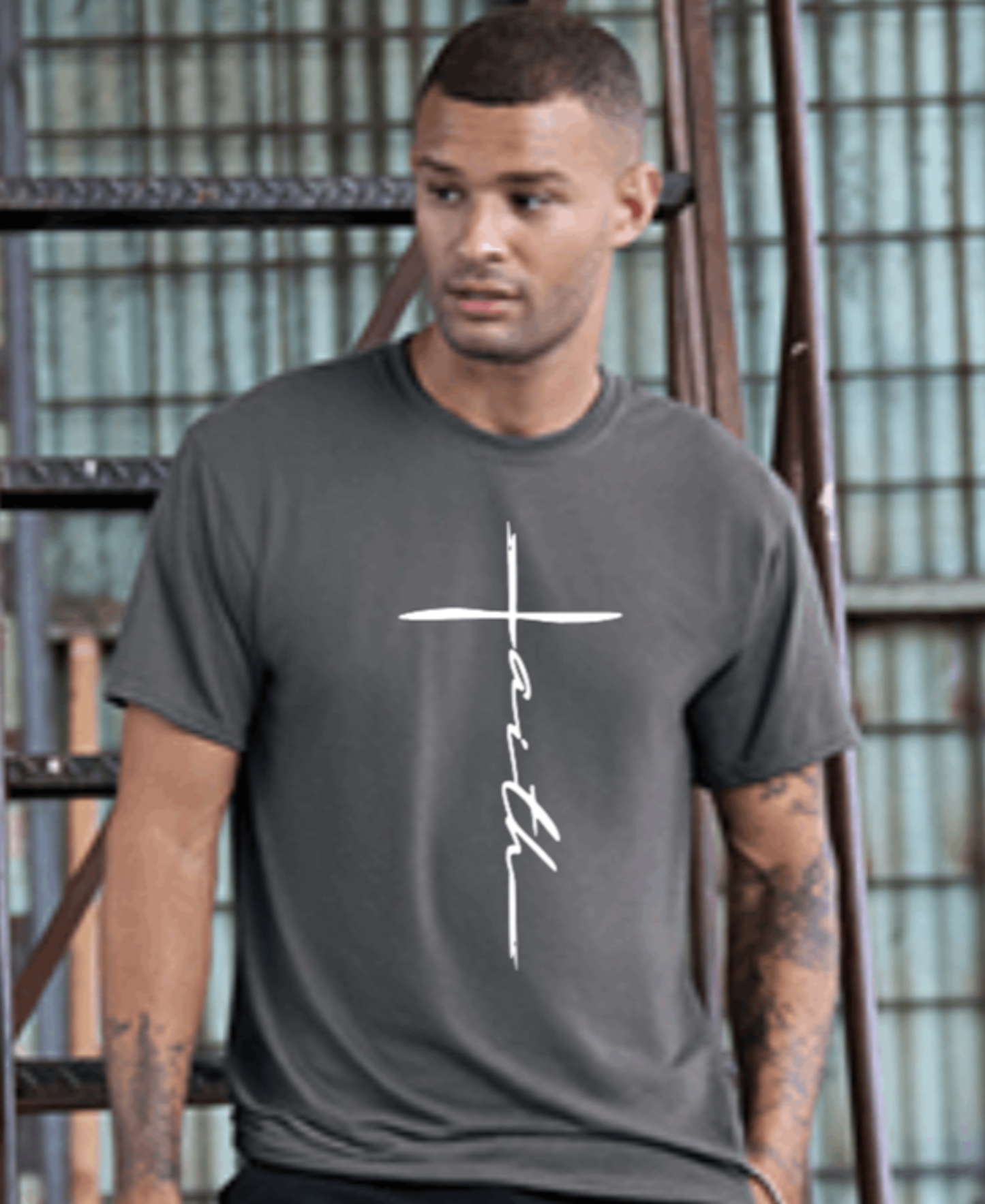 Men's Unisex FAITH Logo Christian Religious Positive Inspirational T-shirt by Believe