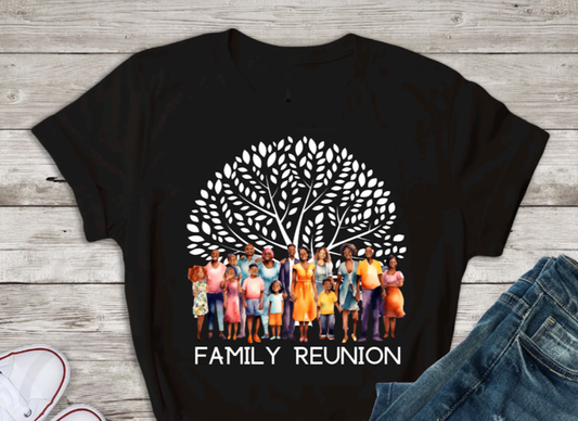 Men's Unisex Customizable FAMILY REUNION 50/50 Cotton/Poly Personalize T-shirt by Believe