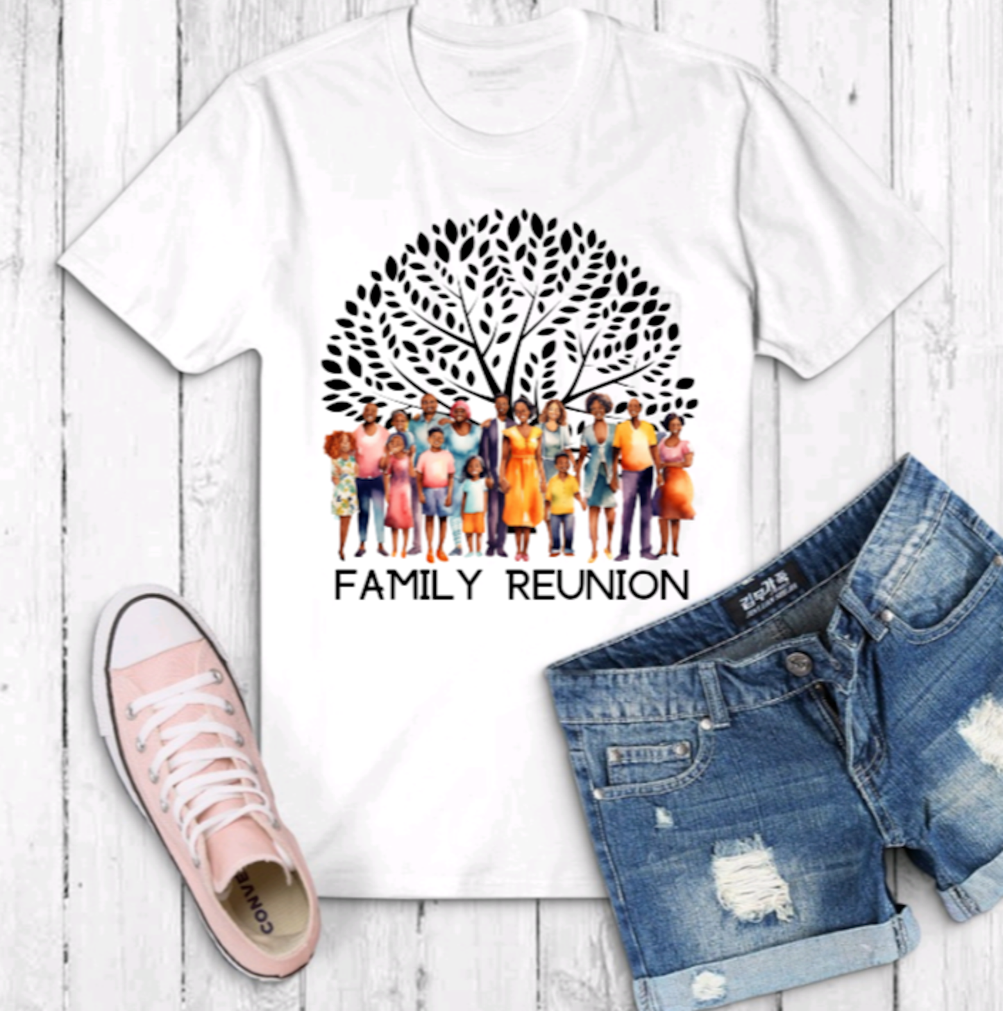 Men's Unisex Customizable FAMILY REUNION 50/50 Cotton/Poly Personalize T-shirt by Believe