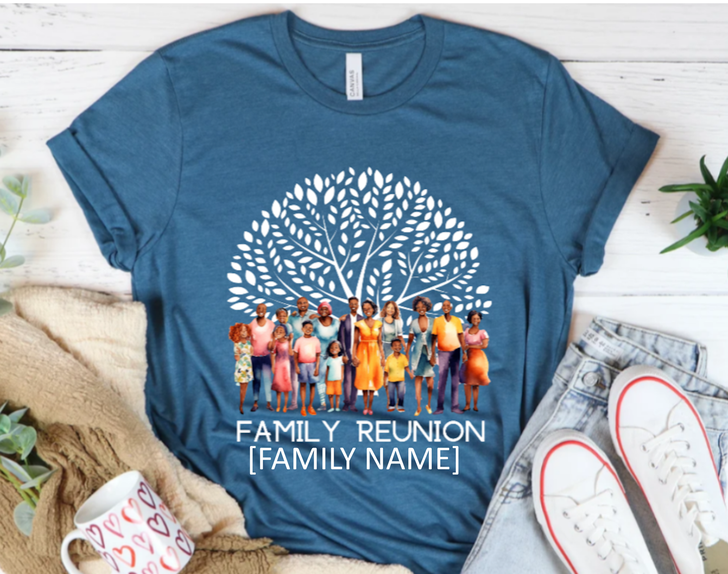 Men's Unisex Customizable FAMILY REUNION 50/50 Cotton/Poly Personalize T-shirt by Believe