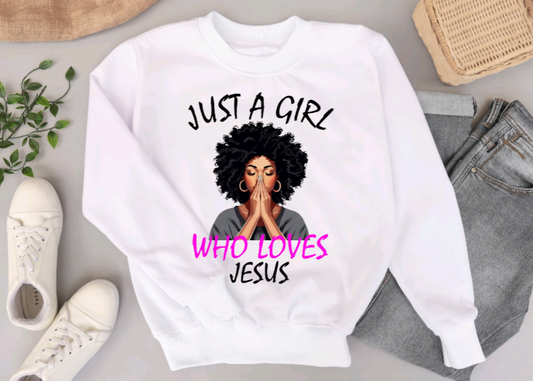 Women's Ladies JUST A GIRL WHO LOVES JESUS Christian Religious Positive Inspirational T-shirt by Believe