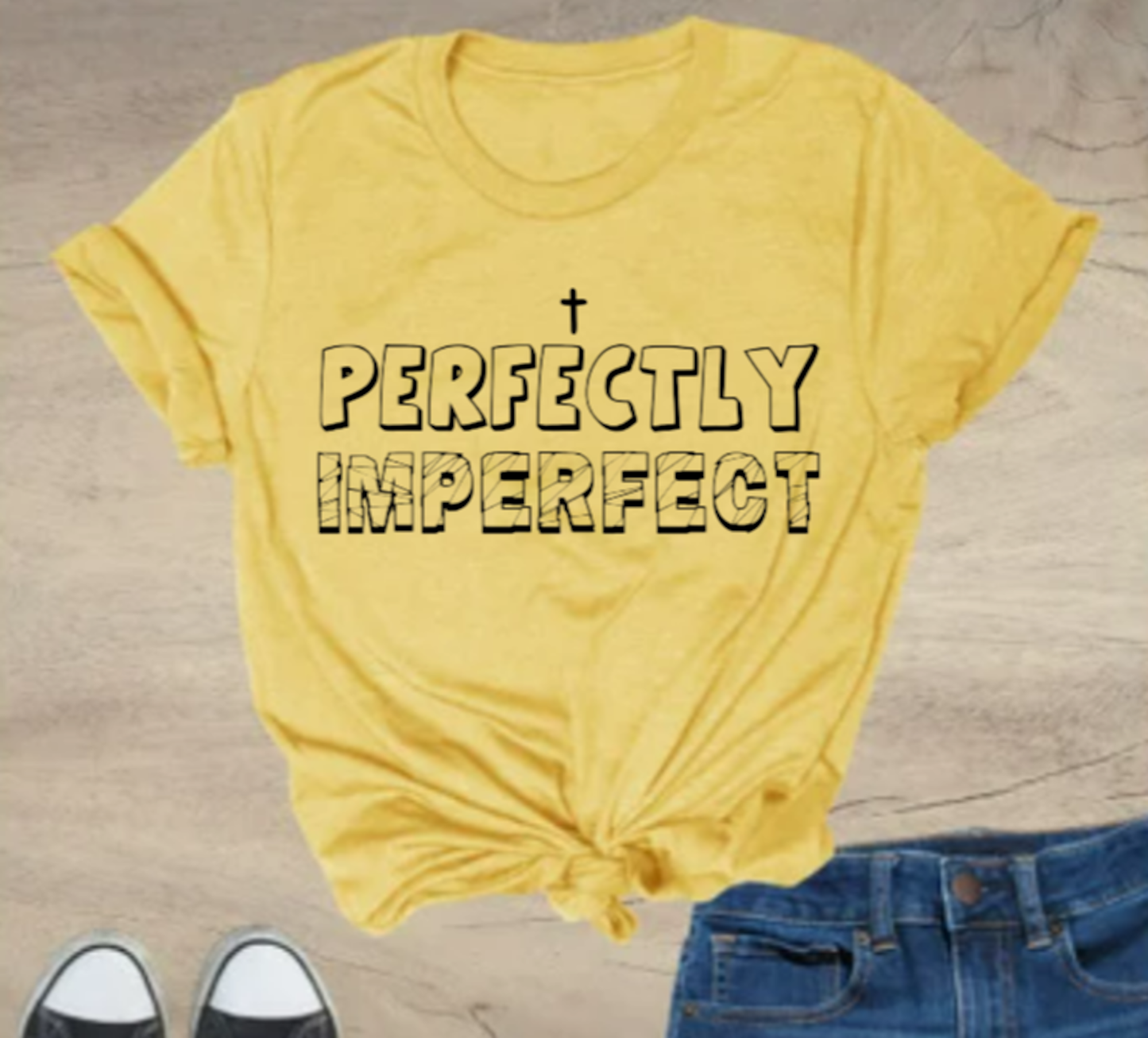 Men's Unisex PERFECTLY IMPERFECT Christian Religious Positive Inspirational Gift T-shirt by Believe