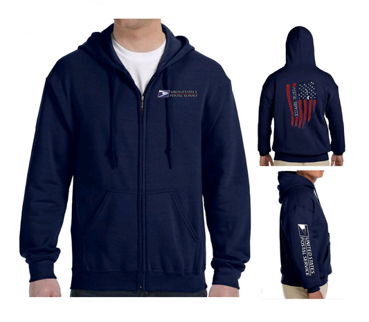 S-3XL Custom Unisex Carrier Clerk Delivery Service Full Zipped Hoodie 50/50 Cotton Poly Colors