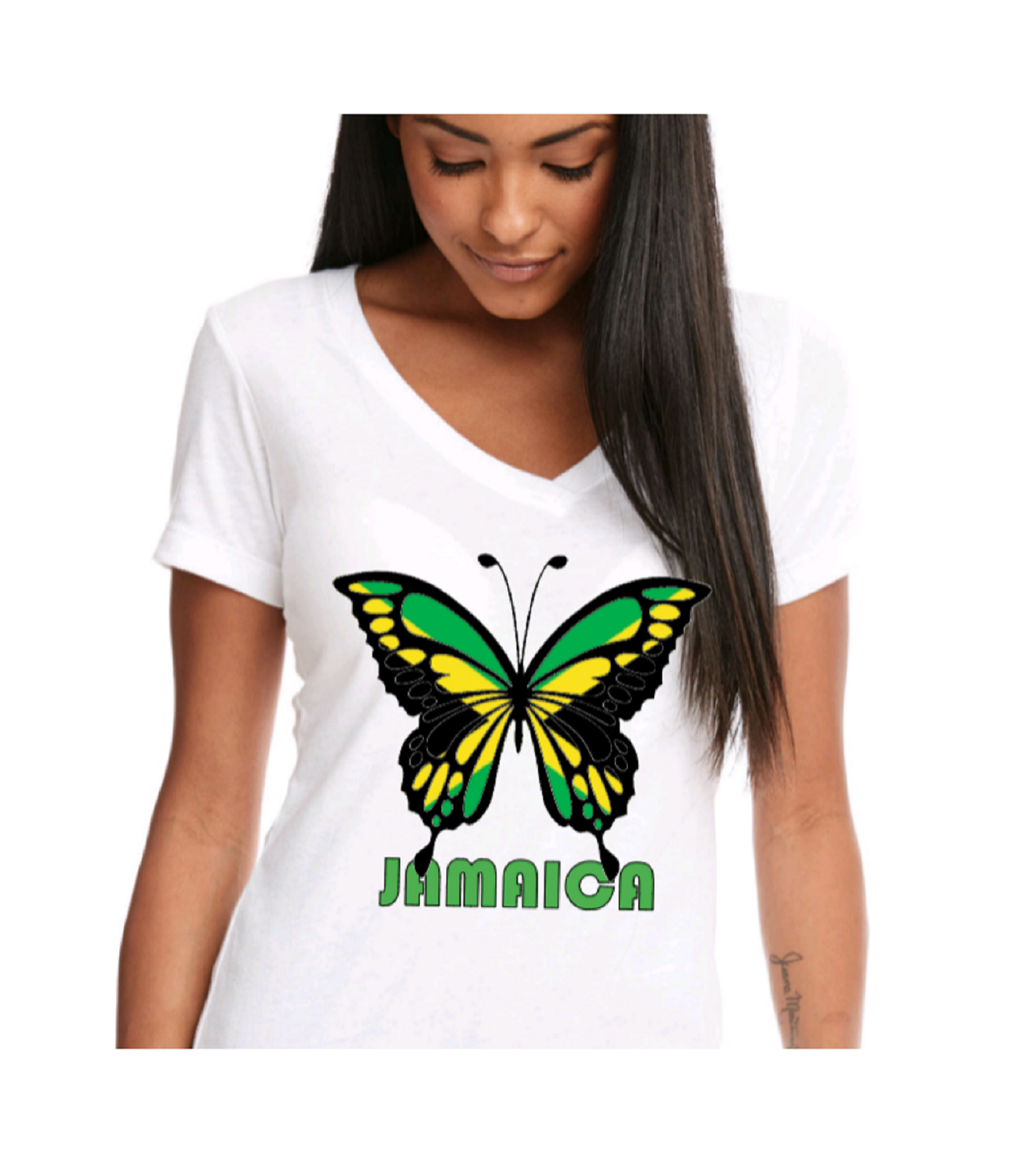 Men's Unisex JAMAICA Flag Butterfly Patriotic T-shirt by Believe