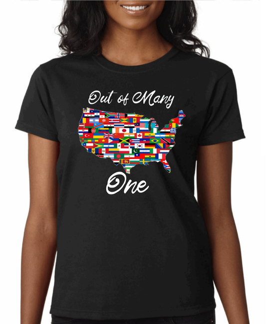 Men's Unisex OUT OF MANY We Are One Flags of Nations Countries T-shirt by Believe